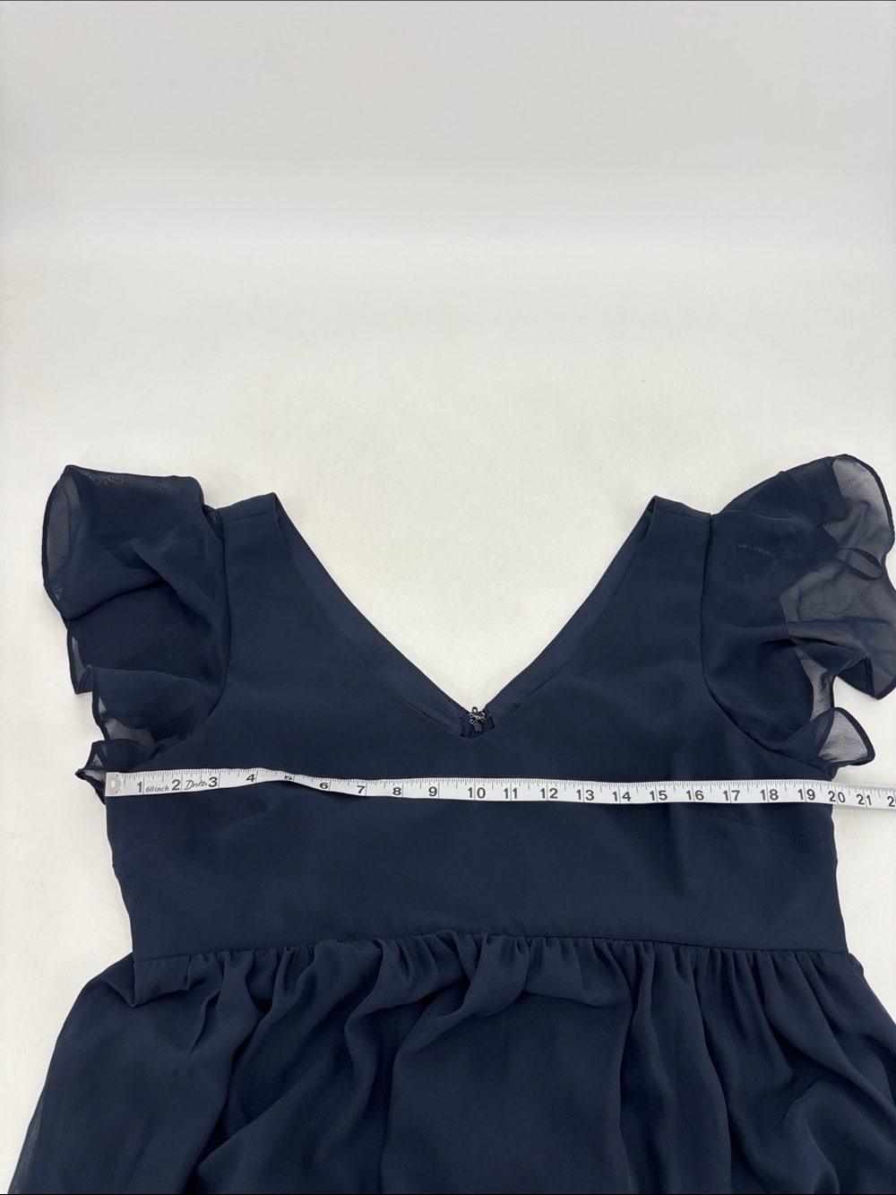 Birdie Grey Hannah Chiffon Flutter Sleeve Navy Blue Bridesmaid Wedding Gown - Picture 7 of 10